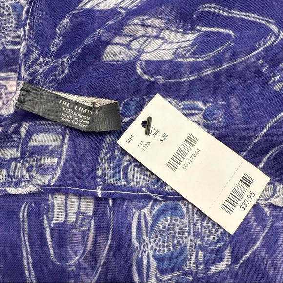 The Limited Purple Sheer Scarf with White Purse Print Lightweight Fashion Wrap - Picture 4 of 7